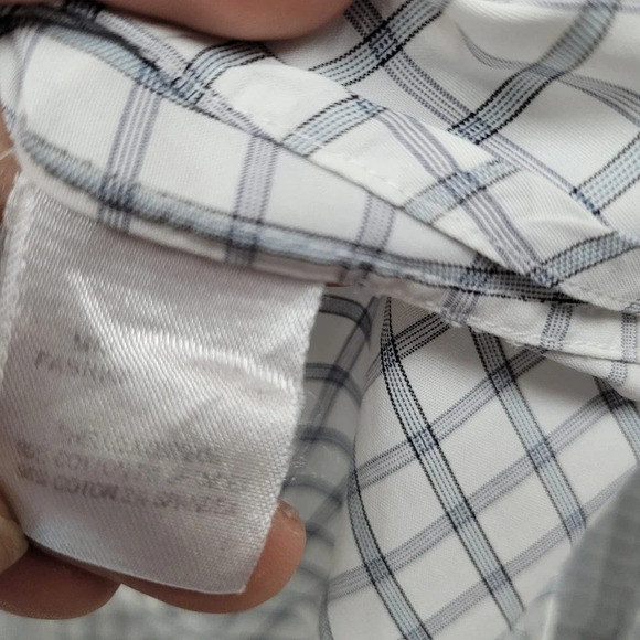 Theory Men's Button-Up Shirt Size Large Multicolor Cotton Check Long Sleeves - Picture 4 of 7